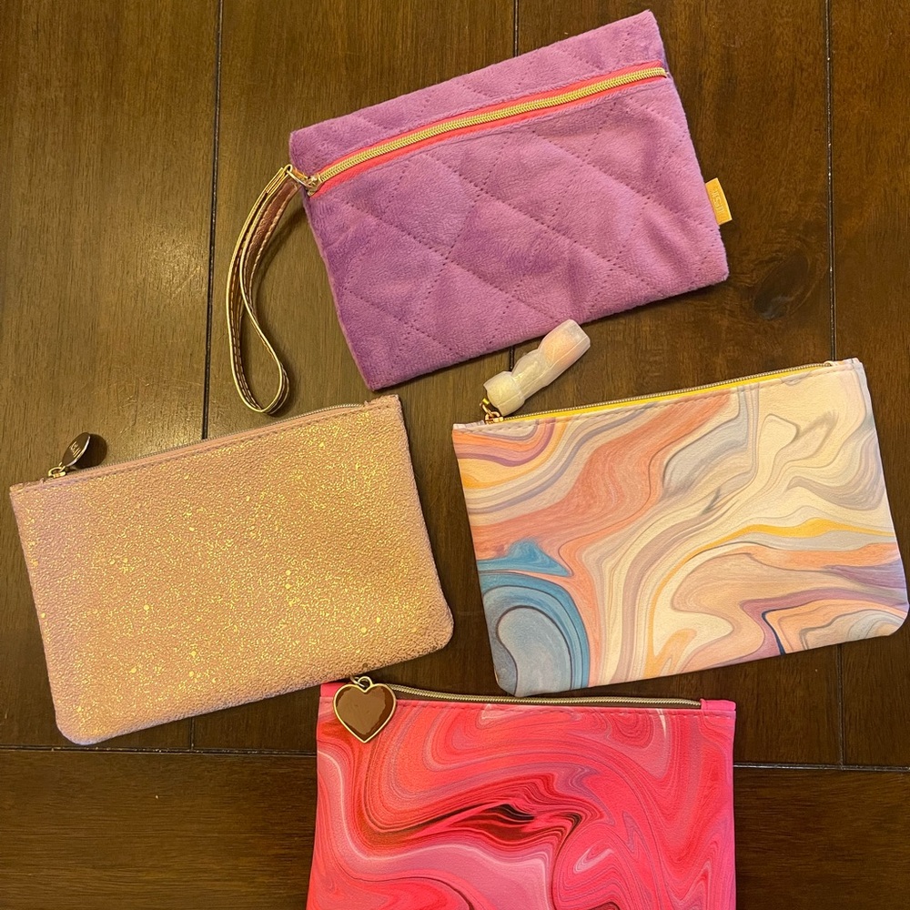 Bundle of Colorful brand new Ipsy bags - Pink, Purple, Marble